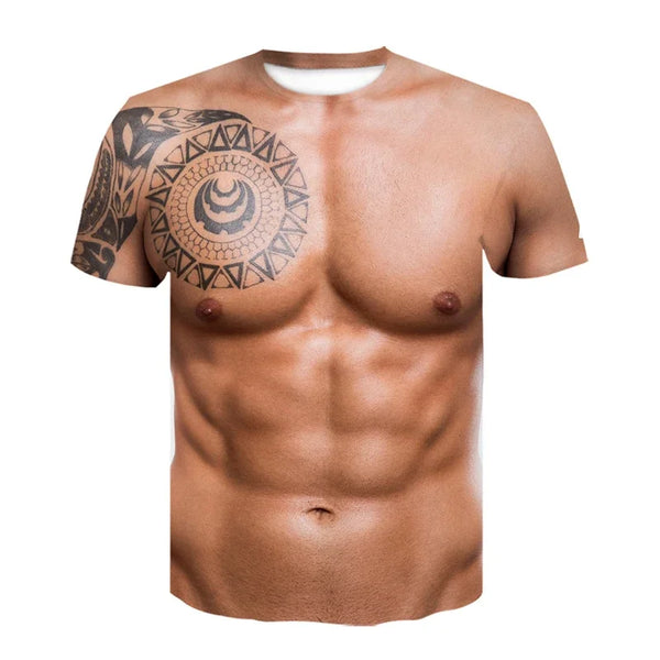 Funny 3D Fake Muscle T-Shirt – Unisex Streetwear Oversized Tee